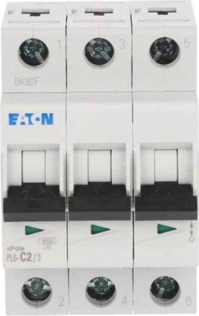Disjoncteur 3P C 2A 6kA PL6-C2/3 286596 Eaton Moeller pour Tableau