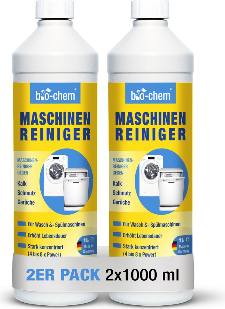 bio-chem Maschinenreiniger 2x 1000 ML für Waschmaschine und Geschirrspüler I Geruchsneutral & schonend I Flüssiger Intensiv-Reiniger für das In...