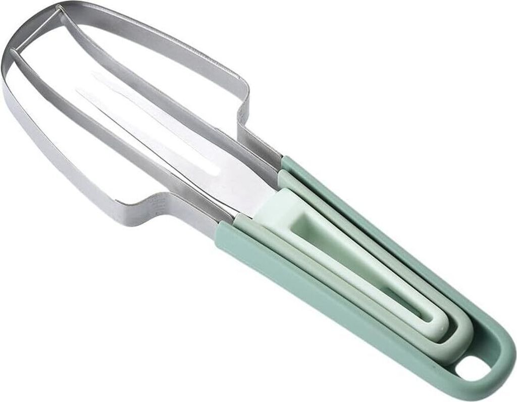 3-in-1 Wassermelonen-Gabelschneider Edelstahl Wassermelonen-Ausstecher Wassermelonen-Schneider Hobel Melonenschneider Messer Tragbarkeit Obstgabel ...