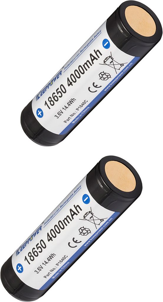 Keeppower P1840C | 18650 geschützete Li-Ionen-Akkus 3.6V im Doppelpack 4000mAh