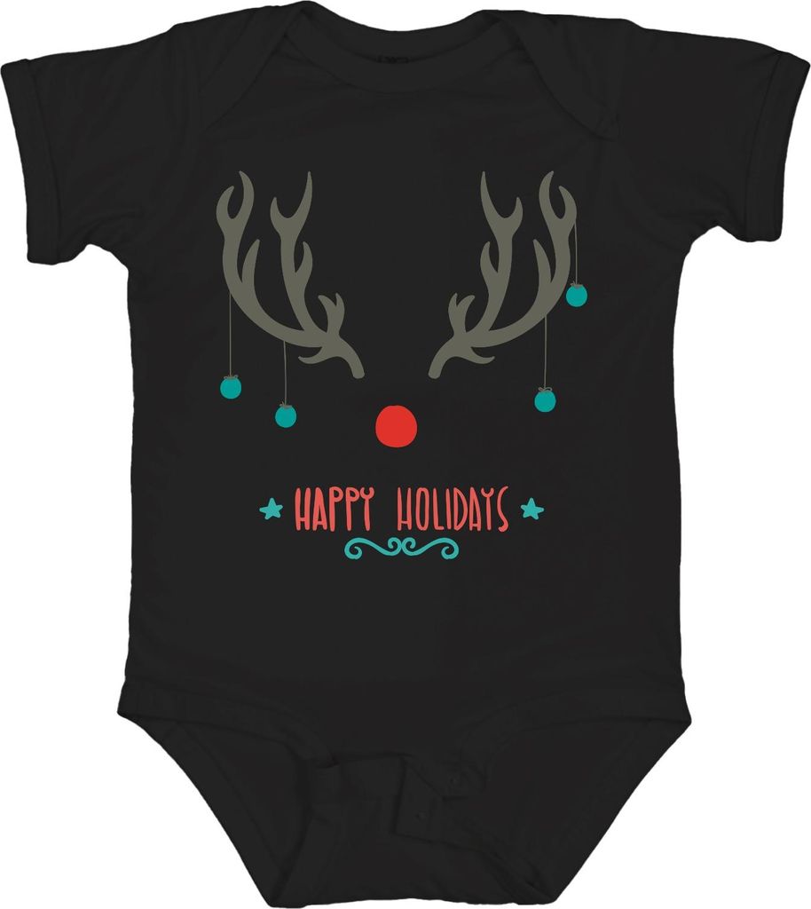 Happy Holiday Rudolph rote Nase - Weihnachten Weihnachtsgeschenk Christmas Unisex Baby Body, Schwarz, 12/18