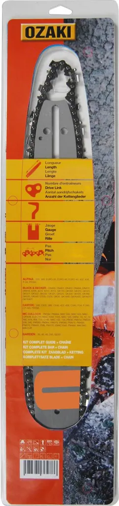 Pack Guide de chaîne Ozaki 50cm et chaîne 72 maillons 3/8 1.6mm Type X