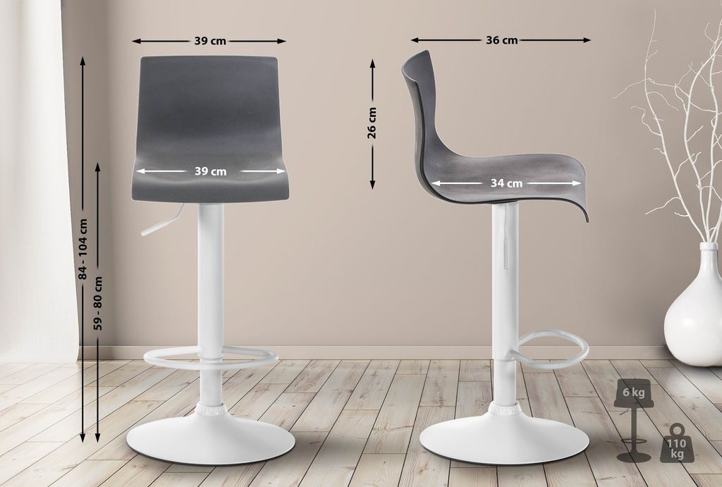 Barhocker HLO-CP20 W grau