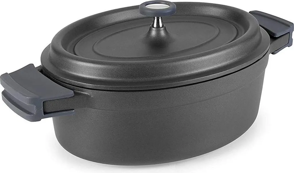 Casseruola Ovale Lacor 25933 Ghisa Smaltata 26cm Nera per Arrosti Perfetti