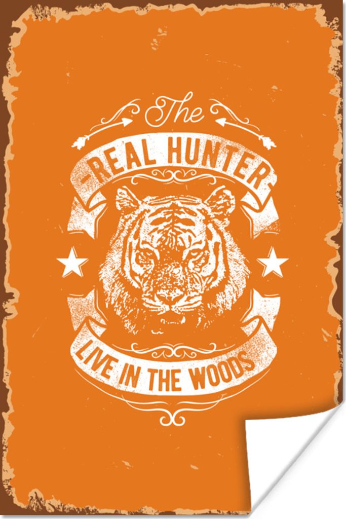 MuchoWow Poster Jahrgang - Tiger - Orange 40x60 cm - Plakate für die Wand - Poster Babyzimmer