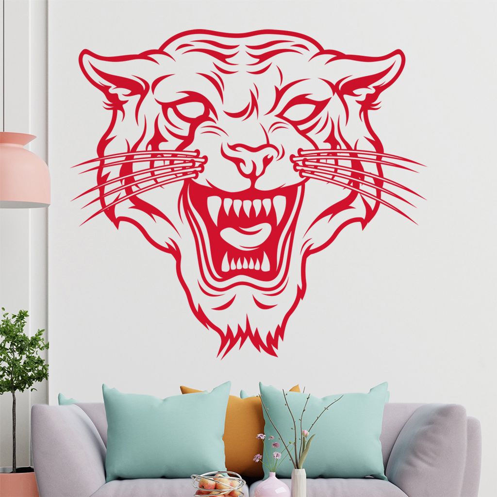KIWISTAR Tiger Aggression bruellend Grosskatze Wandtattoo in 6 Größen - Wandaufkleber Wall Sticker - Dekoration, Küche, Wohnzimmer, Schlafzimmer...