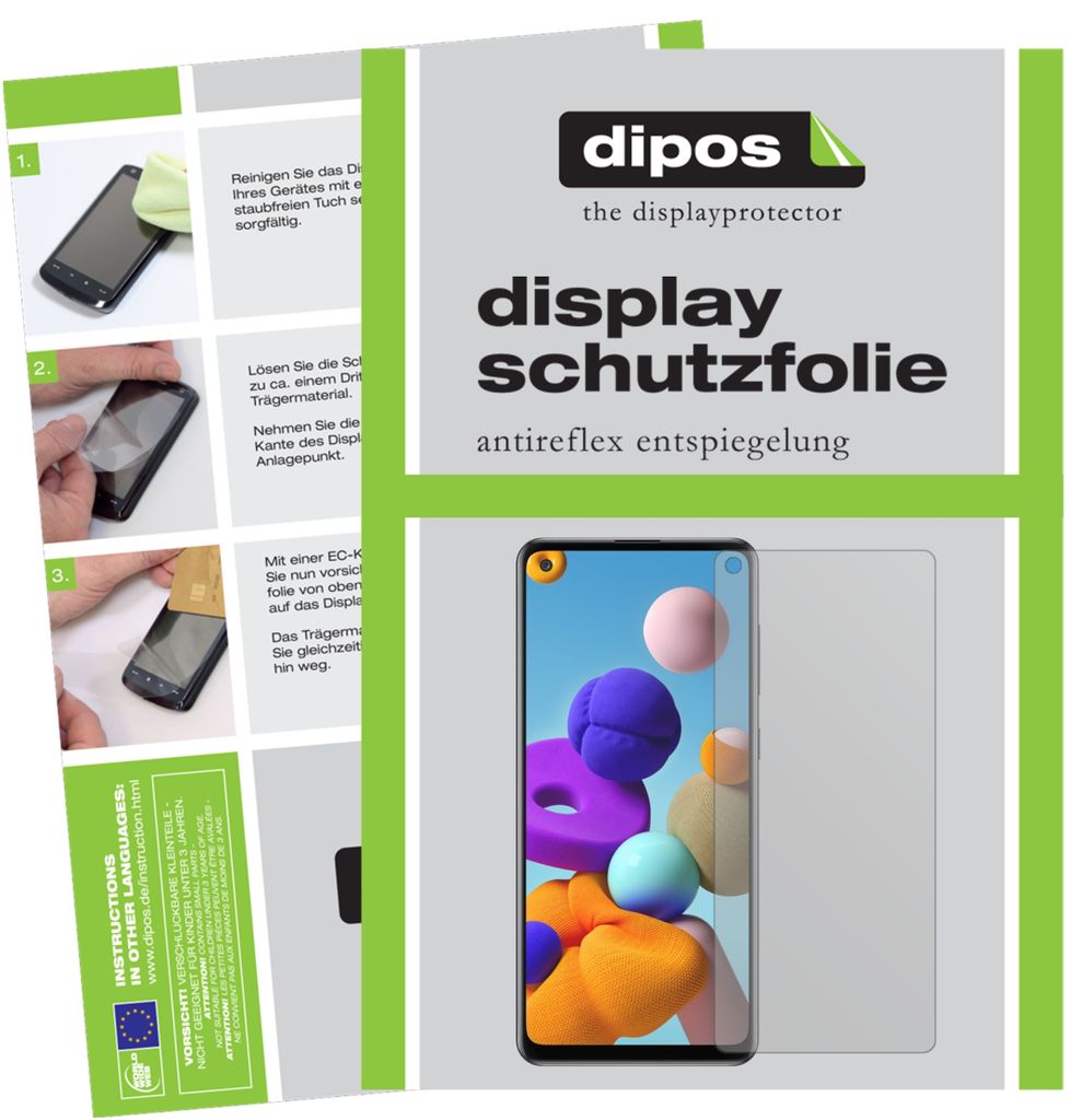 1x Schutzfolie für Samsung Galaxy A21s matt Displayschutzfolie Folie Display Schutz dipos