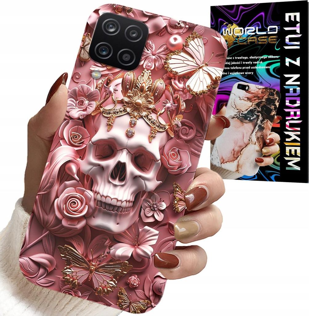 Etui Für Samsung Galaxy A22 5G - Feminine, Trendige Designs, Totenkopf Mit Rosen