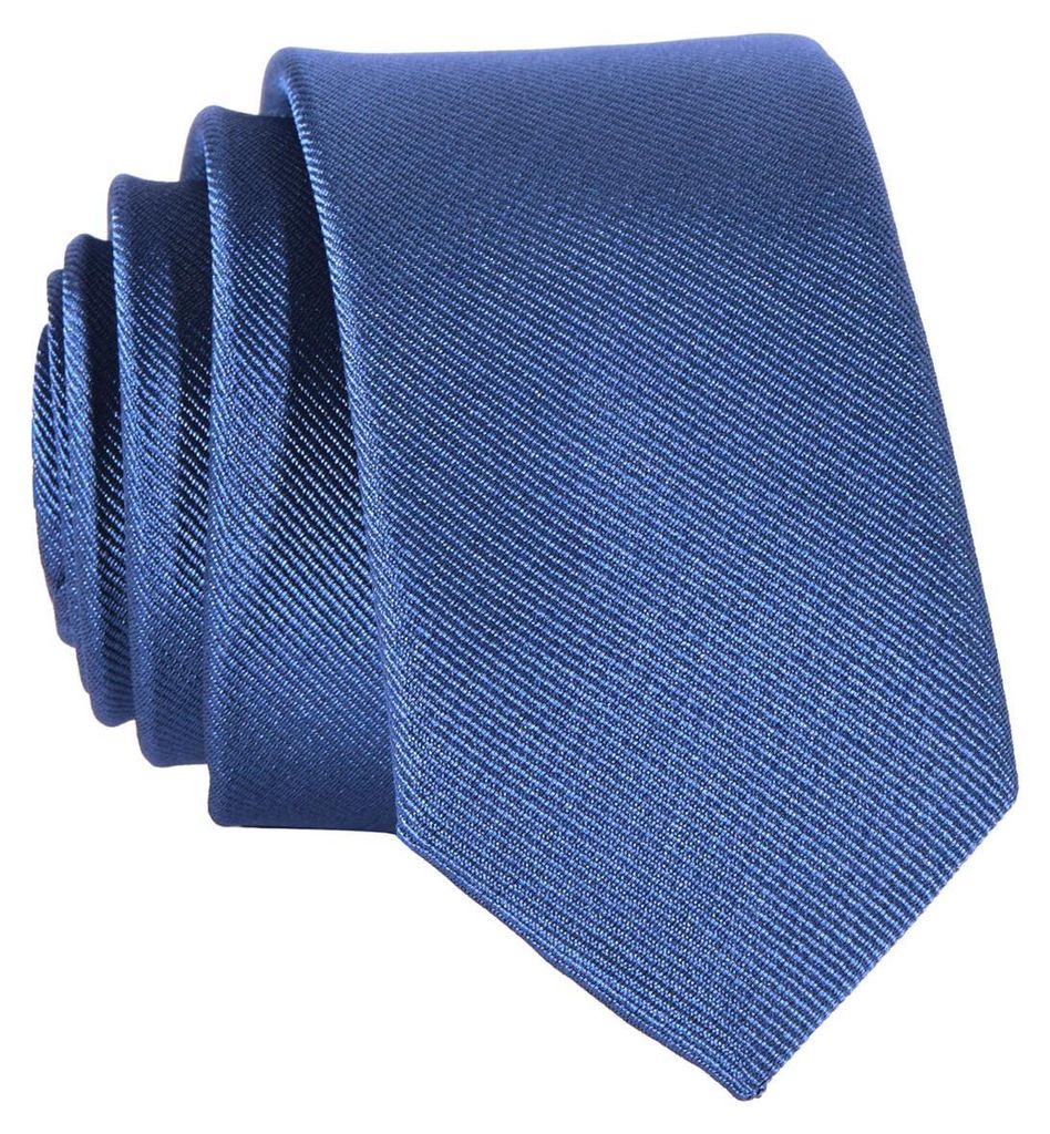 DonDon schmale jeansblaue Krawatte 5 cm glänzend