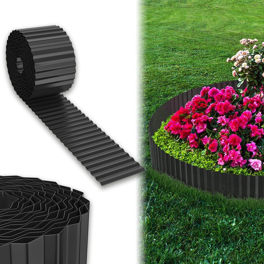 YARDIN Cortenstahl Rasenkante, Verzinktes Beetbegrenzung aus Metall Einfach zu Montieren, 18cm Hoch Flexibel Rasenkanten, Wurzelsperre Blumenbeet o...
