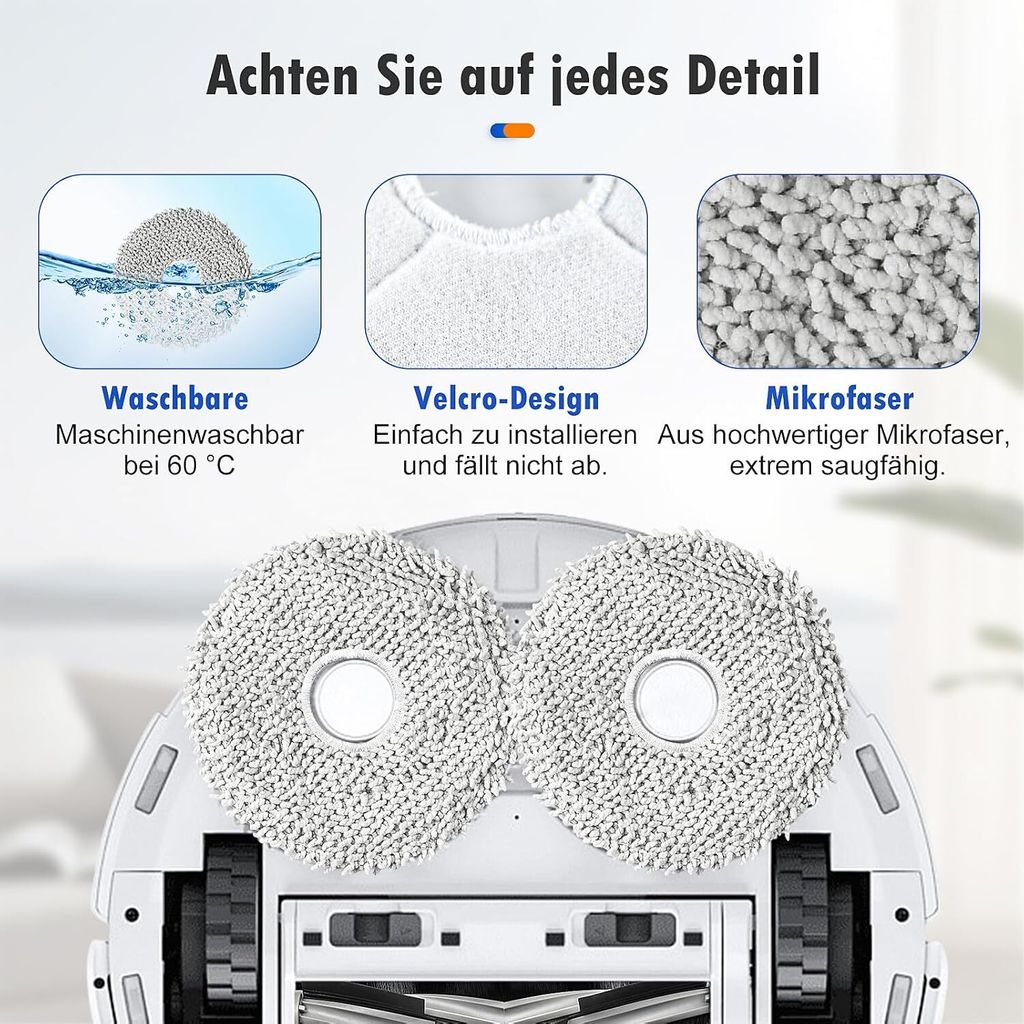 Homruich 6er Pack Wischtücher Für Ecovacs Deebot Saugroboter - Wiederverwendbar