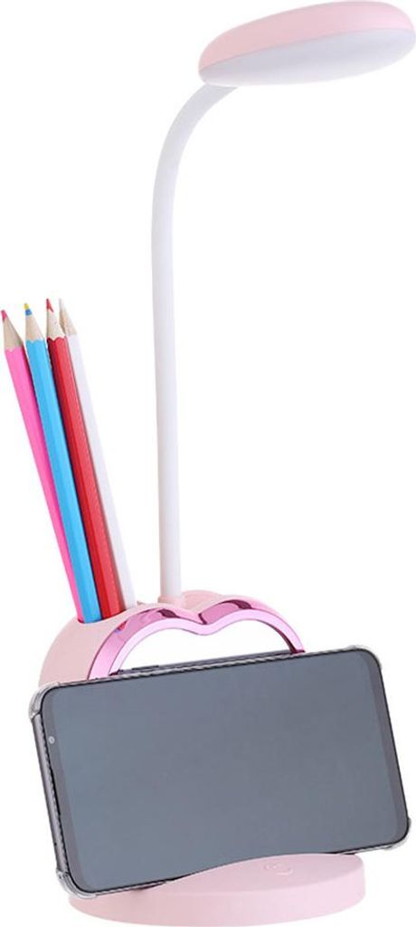 LED Schreibtischlampe, Multifunktion Nachtlicht, Augenschutz, Duftöl, Touch, Magnet Spiegel, USB, Leselampe, Pink