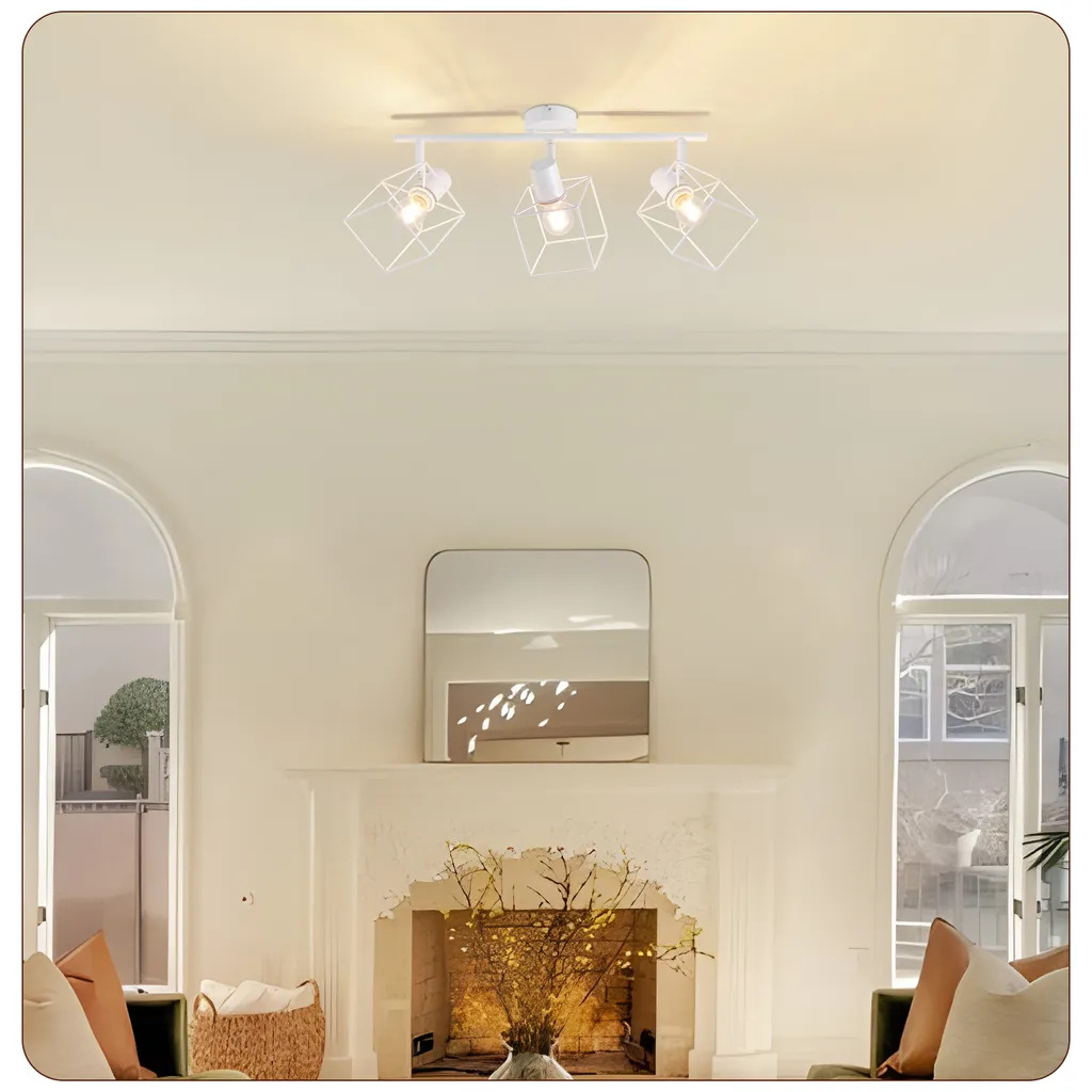 Éclairage plafond modulable sans zones d'ombre avec 3 spots blanc E14