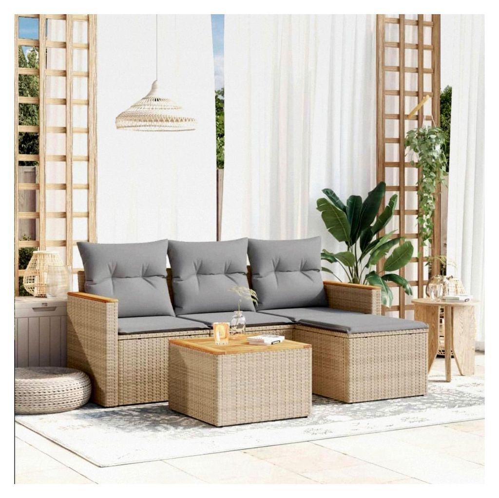 Ecklounge für den Balkon mit Stauraum, Gartenlounge, Rattan Sofa, Outdoor Sitzecke, Balkonmöbel