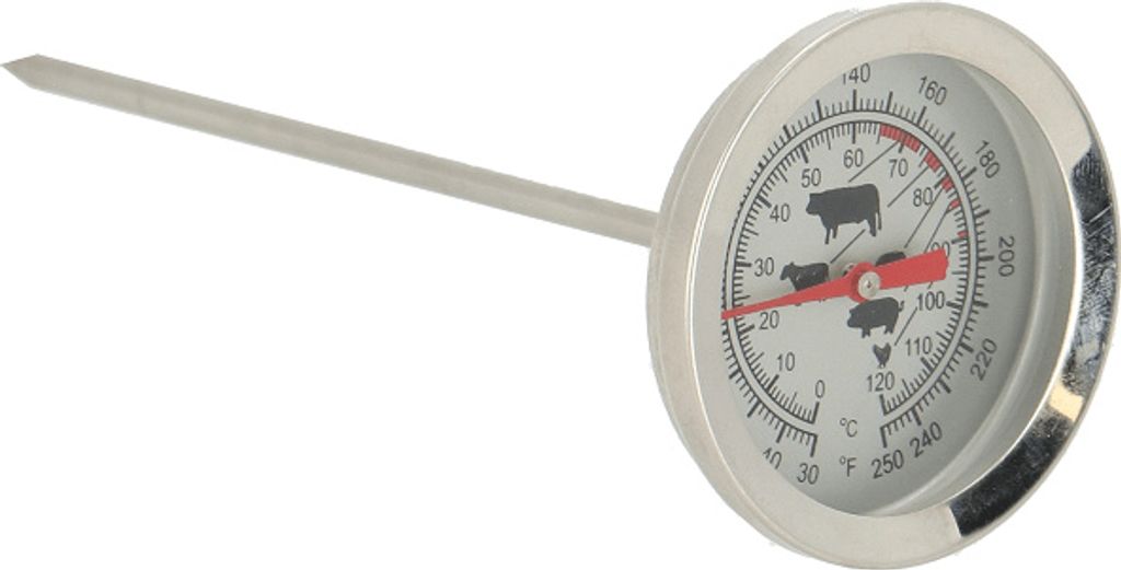 Vielseitiges, hochwertiges Fleischthermometer aus Edelstahl mit klarer Skala