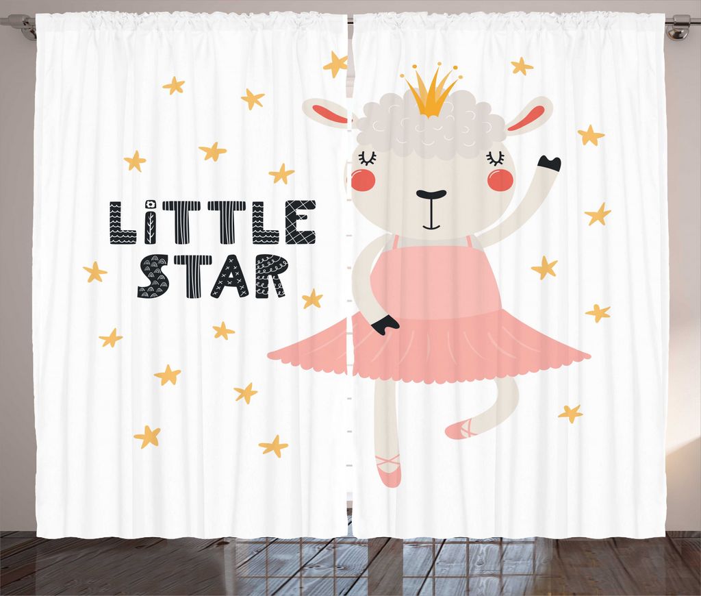 ABAKUHAUS Lamm Rustikaler Vorhang, Little Star in einer Tutu Königin, Wohnzimmer Universalband Gardinen mit Schlaufen und Haken, 280 x 225 cm, Blu...