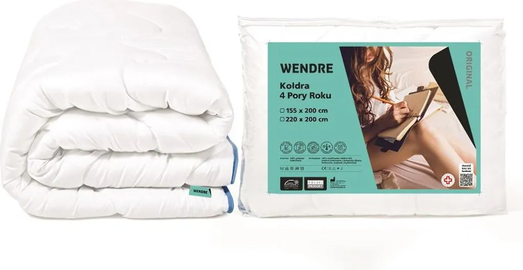Couverture 4 saisons 220x200 microfibre blanche anti-acarien et légère