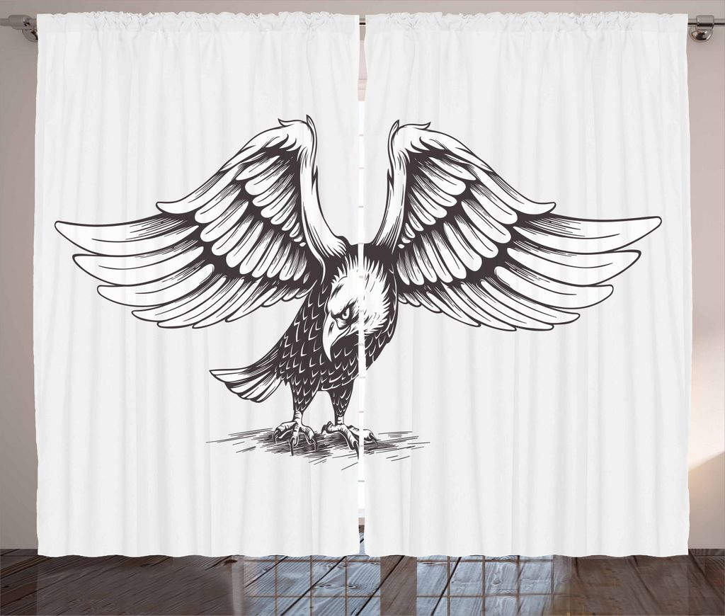 ABAKUHAUS Adler Rustikaler Vorhang, Freiheit Liberty Symbol, Wohnzimmer Universalband Gardinen mit Schlaufen und Haken, 280 x 225 cm, Hellgrau und ...