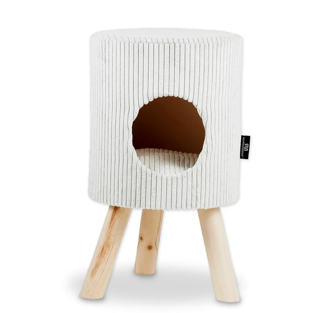 Coupe-tube RS 22371 Grotte pour animaux Cord ronde avec tabouret beige