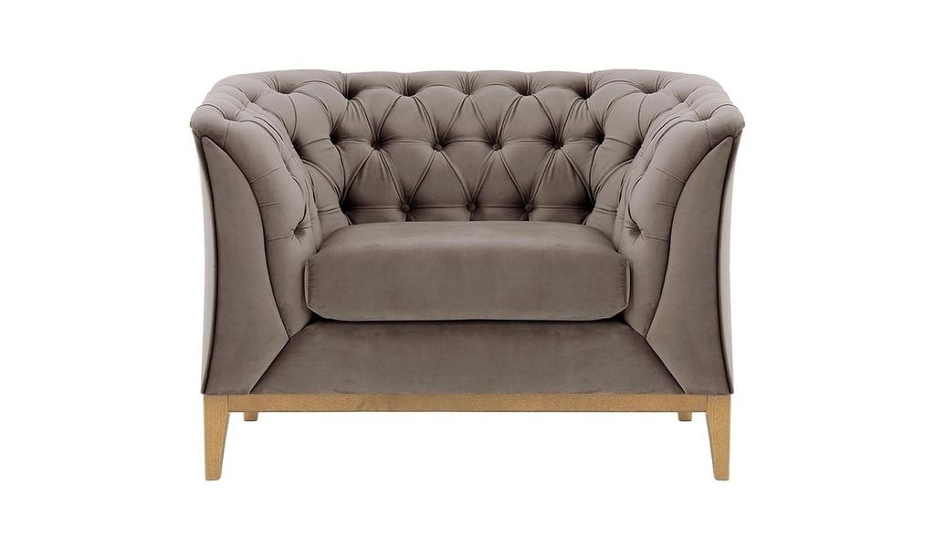 SLF24 - Sessel Chesterfield Modern Wood - Elefant - Velluto 17