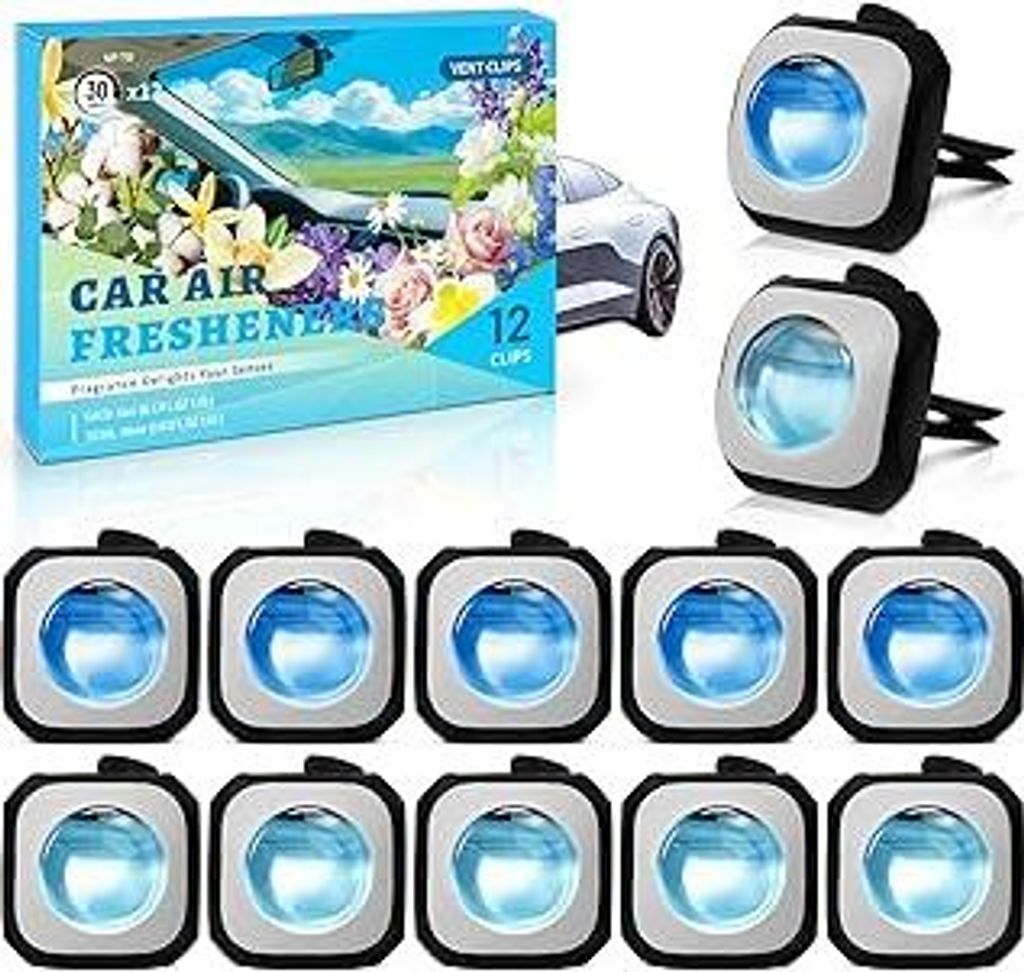 SCENTORINI Auto Duft, Auto Lufterfrischer, Autoduft, Bekämpft Gerüche im Auto, Autoparfüm, Neuwagenduft, 4ml x 12 Stück, Babypuder Duft, New Ca...