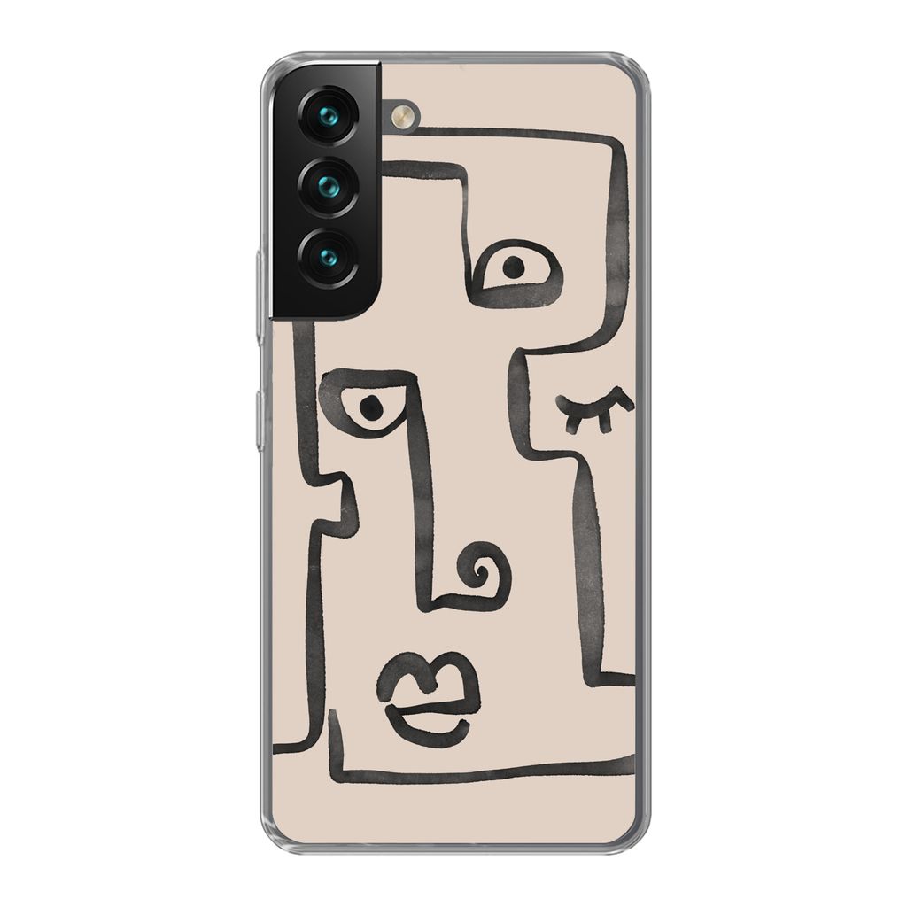 MuchoWow Handyhülle Schutzhülle Hülle für Samsung Galaxy S22 Auge - Lippen - Strichzeichnung Silikon Softcase Handy Hülle - Mobiltelefonhülle