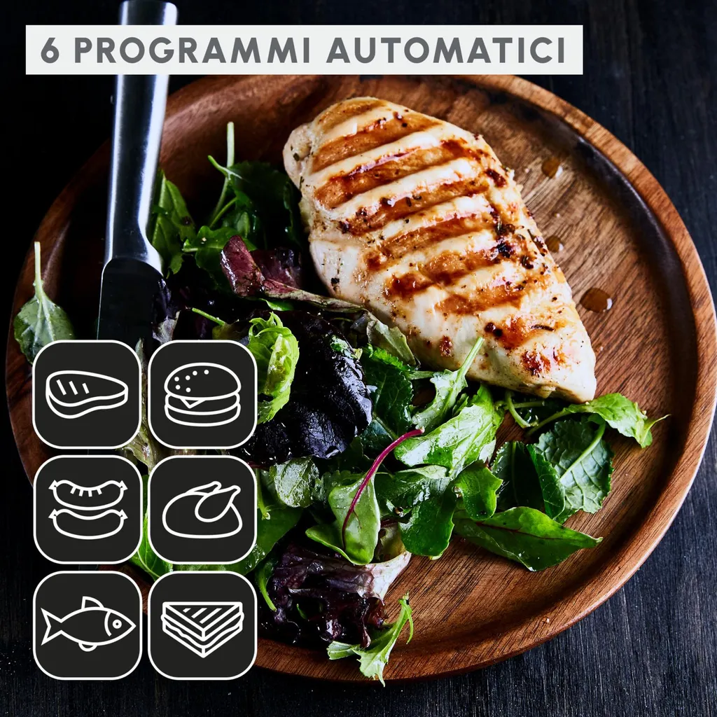 Moulinex GC717810 Optigrill 2000W Noir avec 6 Programmes de Cuisson Automatique - 4