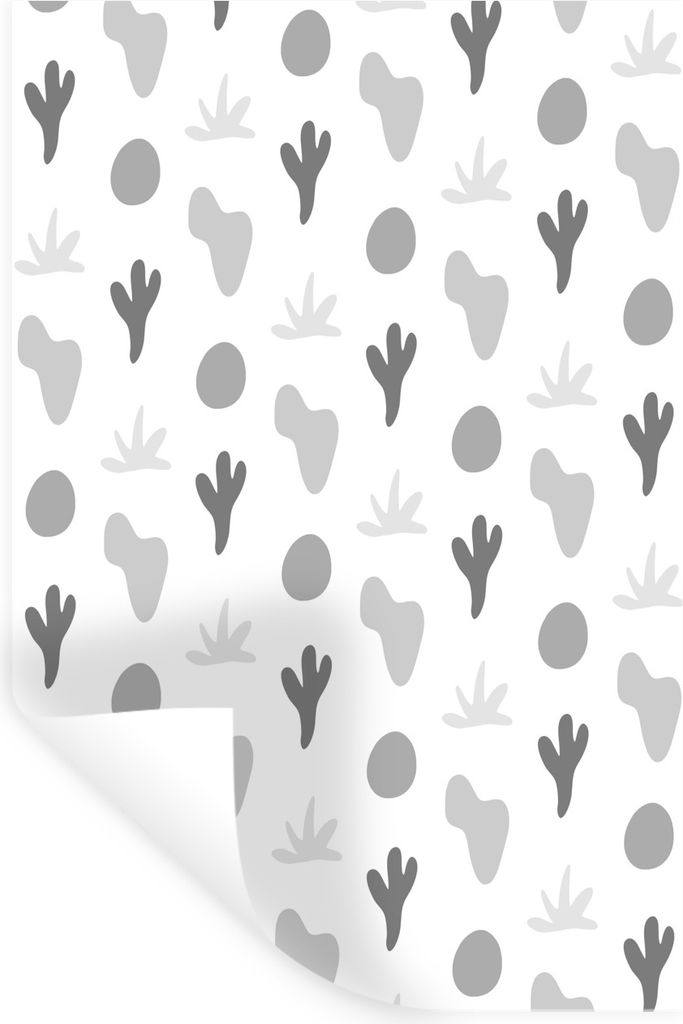 MuchoWow Wandtattoo Wandsticker Wandaufkleber Hintergrund - Pflanzen - Schwarz - Weiß 80x120 cm Selbstklebend und Repositionierbar - Repositioni...