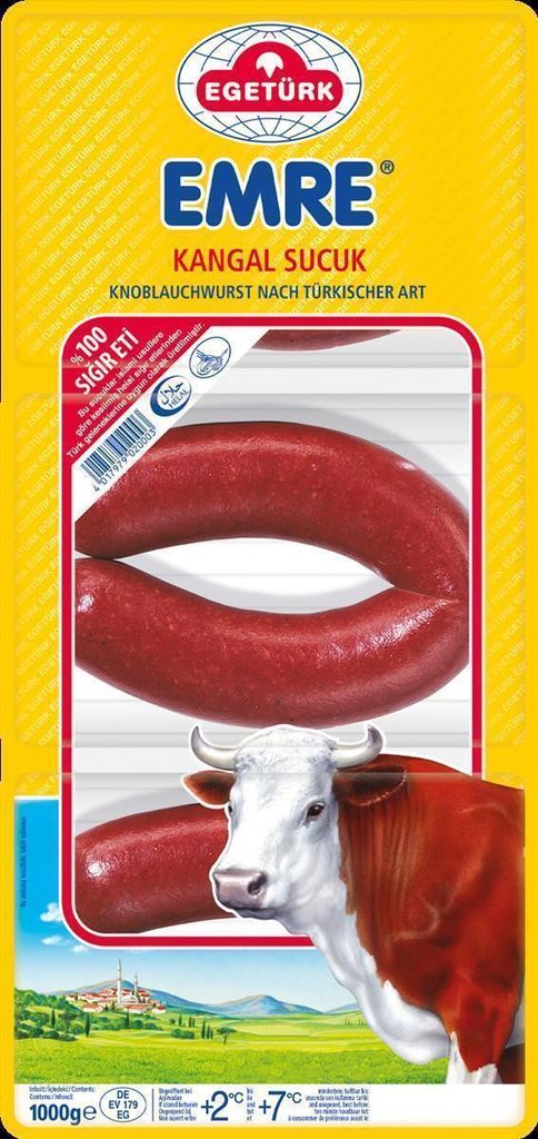 Egetürk Emre Kangal Sucuk 6x 1kg Knoblauch-Wurst nach türkischer Art Rindfleisch