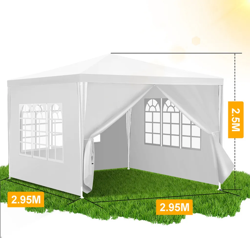 Gazebo 3x3 Bianco Hengda Impermeabile - Ideale per Fiere e Mercati - 2