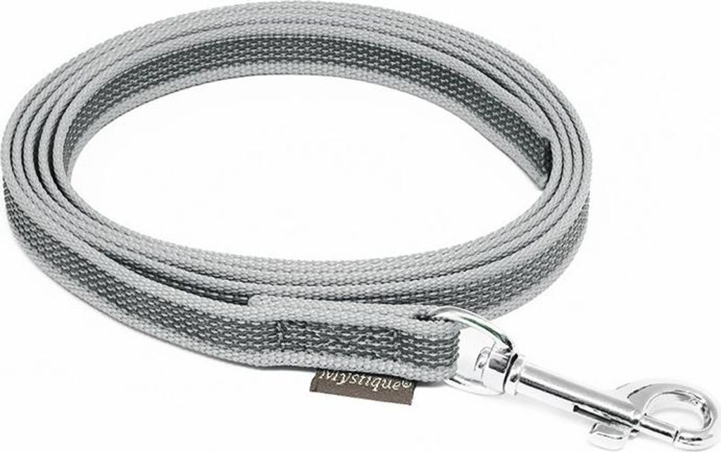 Mystique Gummierte Leine 12mm ohne Handschlaufe Standard Karabiner grau 2m