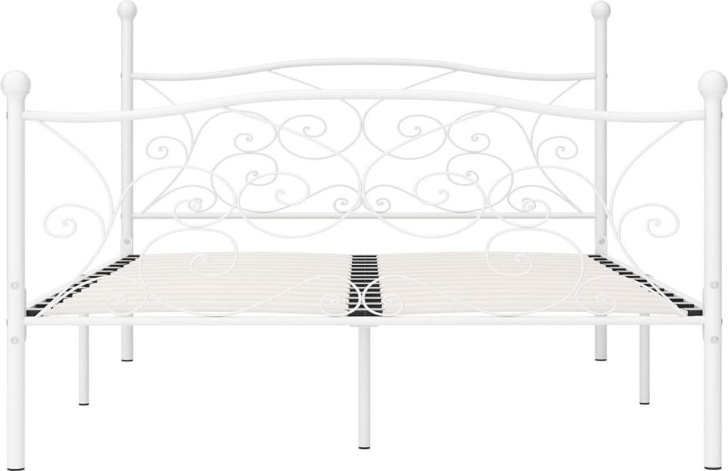 "Winterschlussverkauf "Bettgestell - CLORIS - Doppelbett - Robust und langlebig - mit Lattenrost Weiß Metall 160 × 200 cm - Einfache Montage - -...