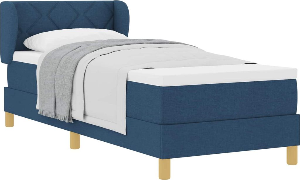 vidaXL Boxspringbett mit Matratze mit Kopfteil Blau 80 x 200 cm Stoff