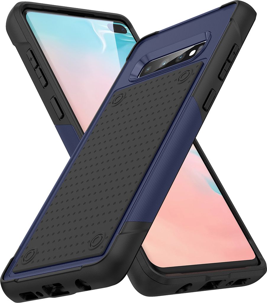 Für Samsung Galaxy S10 Hülle Militärqualität Stoßfest Hybrid 2 in 1 Hart PC Weich TPU Handyhülle Blau Schwarz