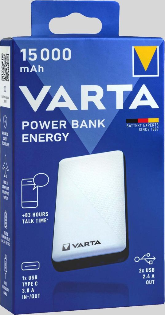 Varta Power Bank Energy 15000 15.000mAh, 2xUSB A, 1xUSB C Produktbild 25