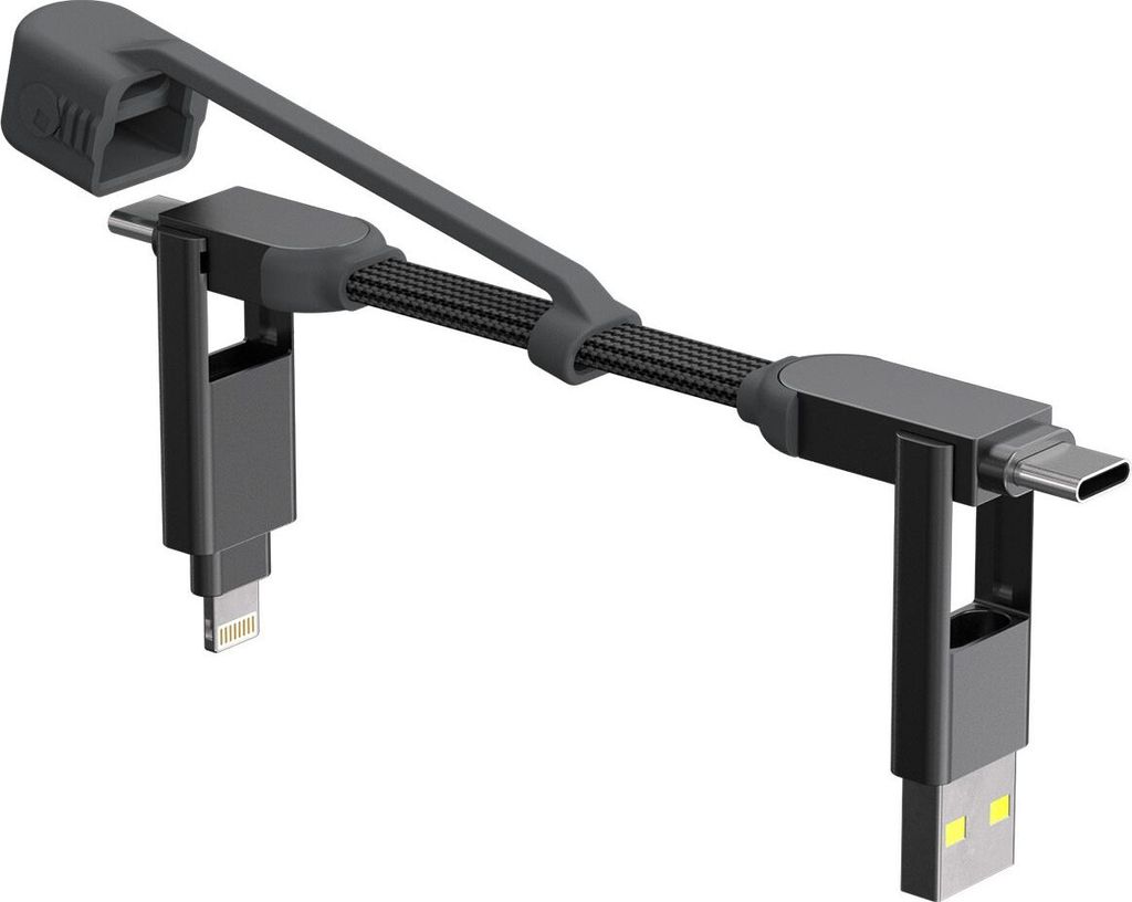 Rolling Square inCharge XS - 4-in-1-Schlüsselanhängerkabel | 240W Schnellladung | USB-C & Lightning | Kompakt & Langlebig