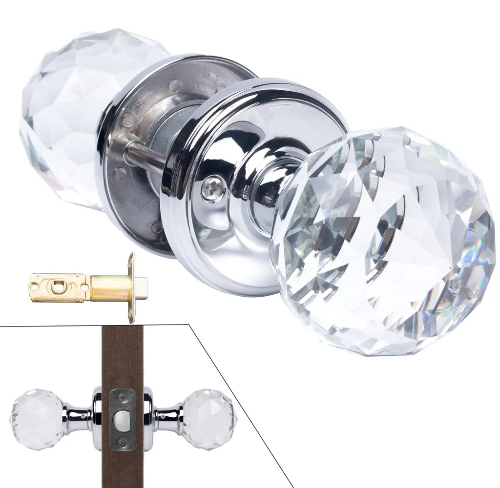 Poignées en cristal 60 mm - Boutons de porte massifs avec kit de vis DIY