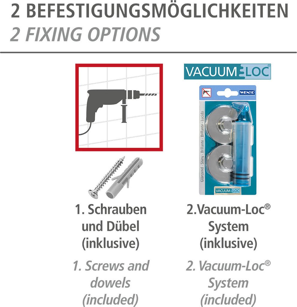 WENKO Handtuchhalter DUO CAPRI Ohne Bohren Stange 58,5cm Produktbild 3