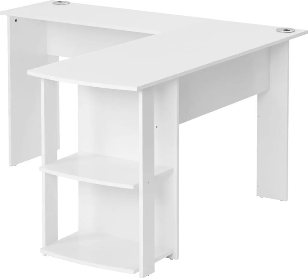 Bureau d'angle blanc avec double rangement intégré de haute qualité - 13