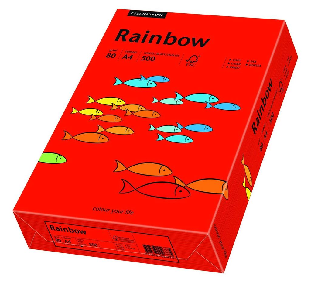 Papyrus 88042475 Rainbow Intensiv A4, 80 g/qm, intensivrot, Immagine del prodotto 