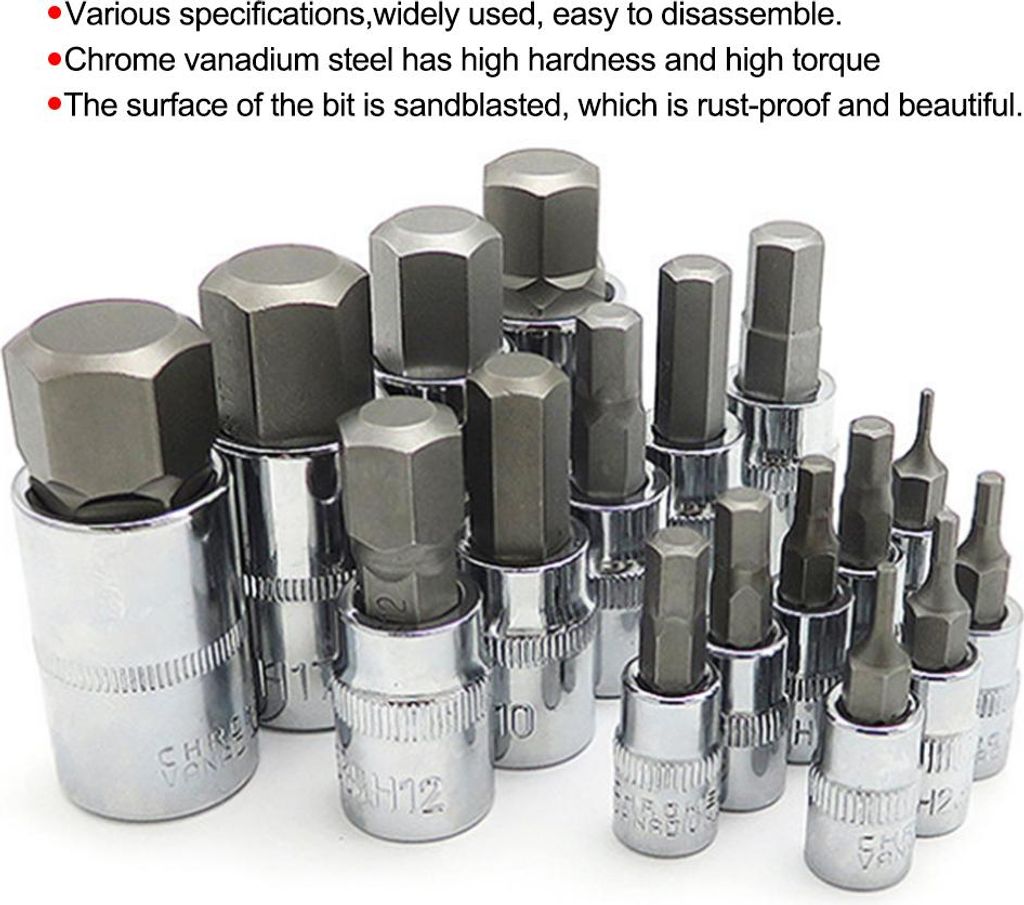 34-teiliges Schlag-Innensechskant-Bit-Steckschlüssel-Set, 1/2 Zoll, 1/4 Zoll, 3/8 Zoll, Mutternschlüssel, Treiber-Adapter, Elektrowerkzeuge