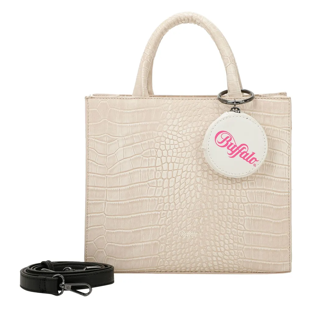 Sac Bandoulière BUFFALO Big Boxy Croco Bicolore Blanc et Taupe Beige