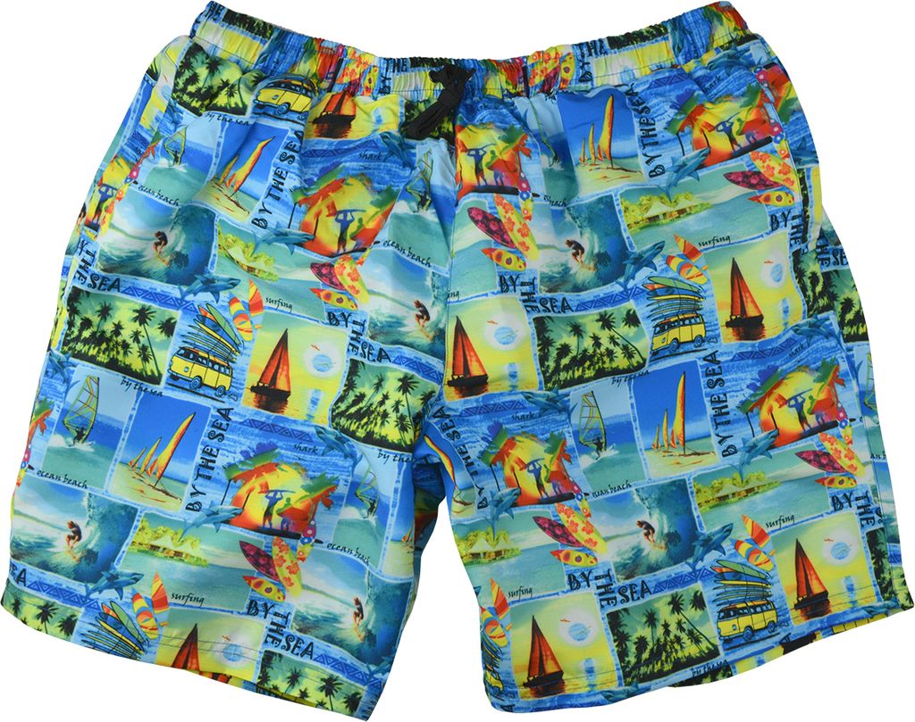 Abraxas XXL Badeshorts Jim Hawaiiprint gelb-blau