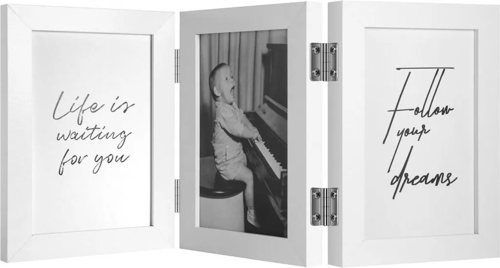 Henzo cornice doppia in legno Piano 3 foto 10x15 cm bianco