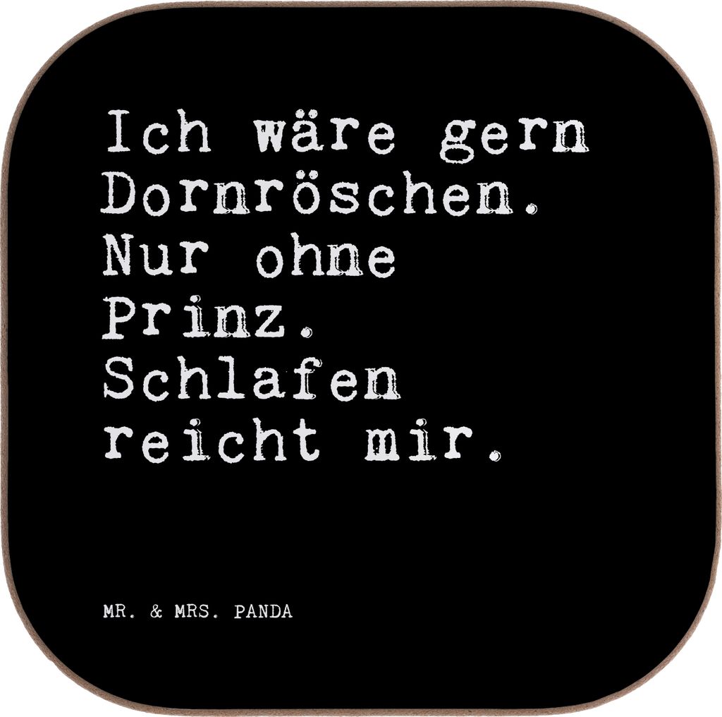 Mr. & Mrs. Panda Untersetzer für Gläser Ich wäre gern Dornröschen.... - Schwarz - Geschenk, Coaster, Tischuntersetzer, Spruch, faul, Glas, Holz...