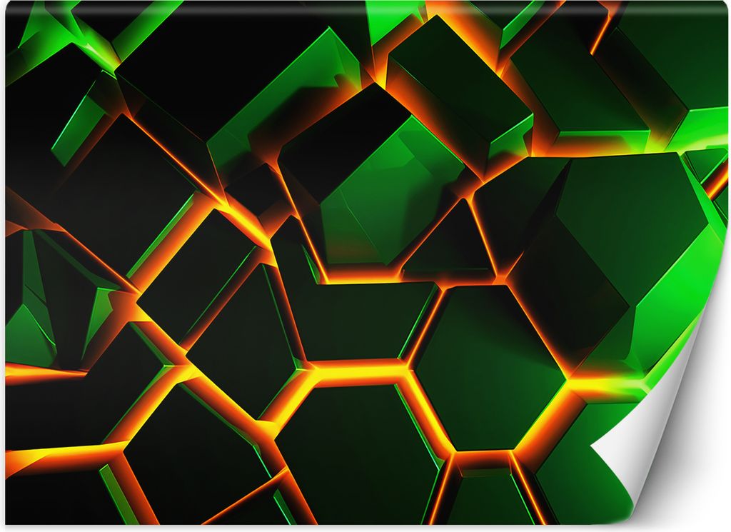 Vlies fototapete Neon 3D-Textur 250x175 cm Feeby Grün inkl. Kleber einfache Montage