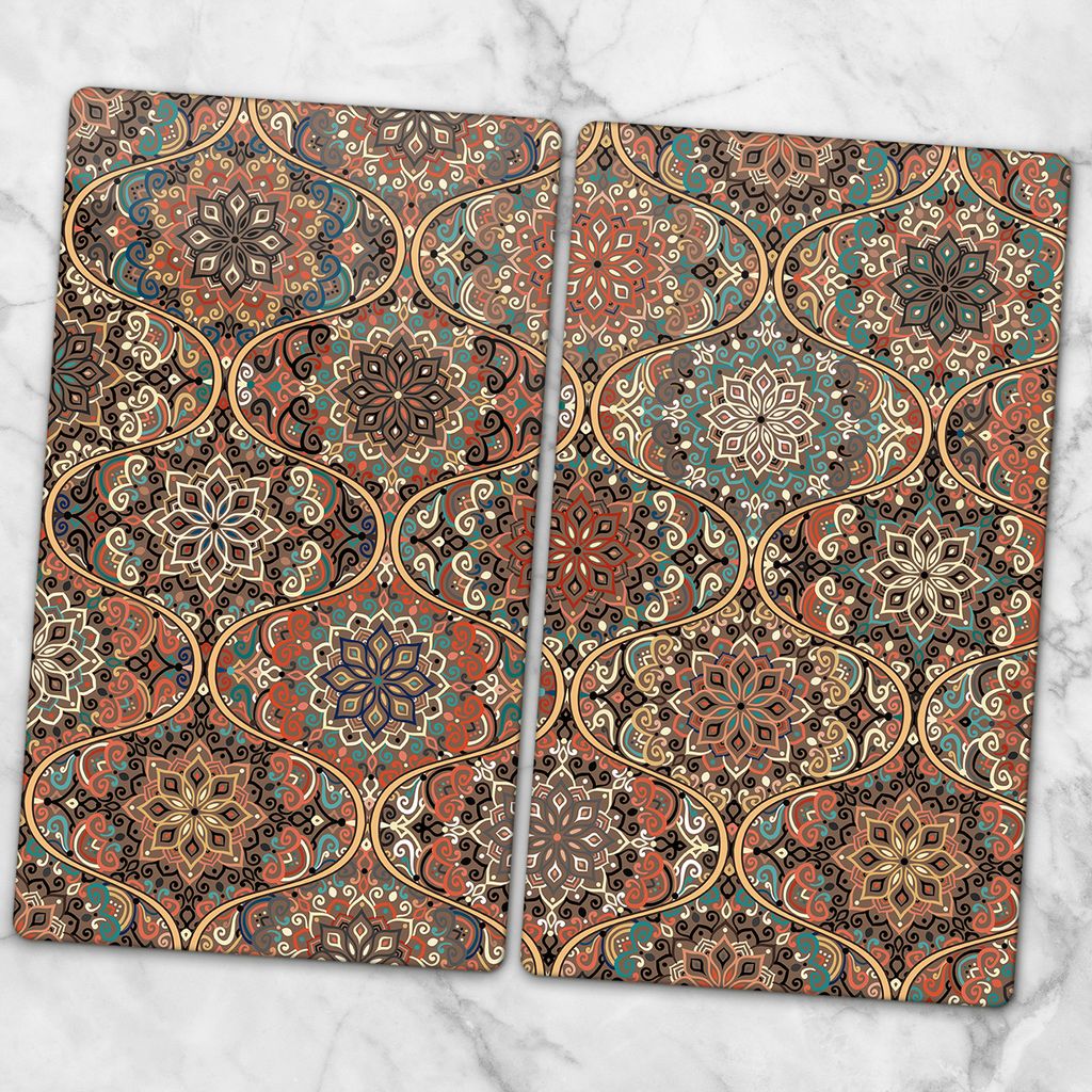 Glas-Herdabdeckplatten Glaskeramikkochfeld-Abdeckung Spritzschutz Glas 2x30x52 cm Mosaik