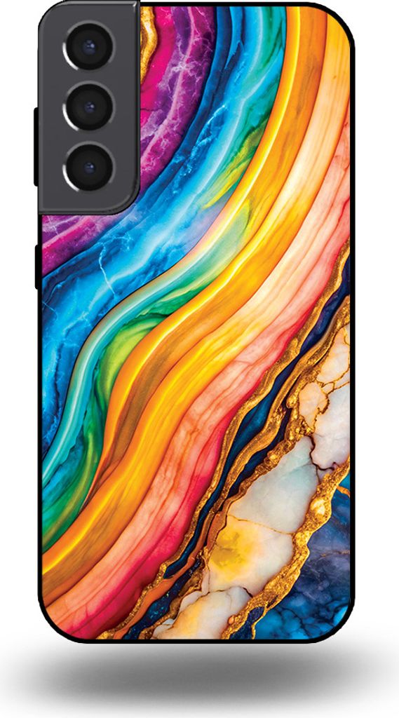 Smartphonica Telefon Fall geeignet für Samsung Galaxy S22 Plus mit Regenbogen Gold Marmor Print - TPU Backcover Fall Regenbogen Gold Marmor Design