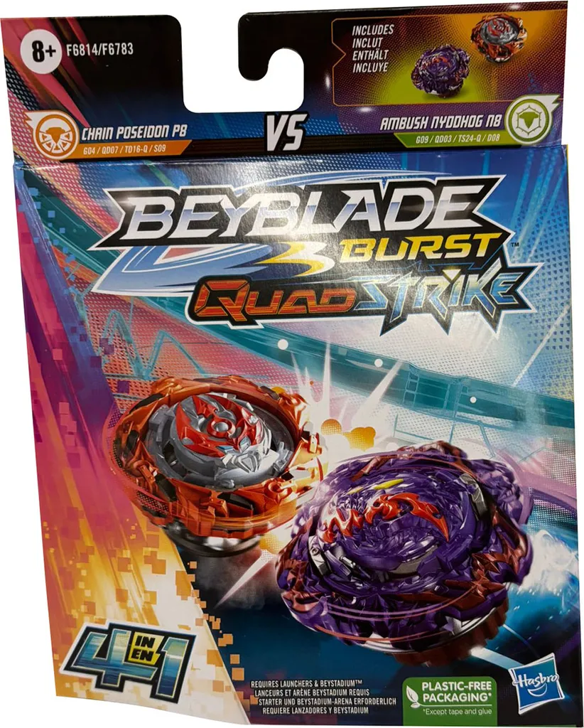 Beyblade Burst QuadStrike Ambush Nyddhog vs Chain Poseidon P8 F6814