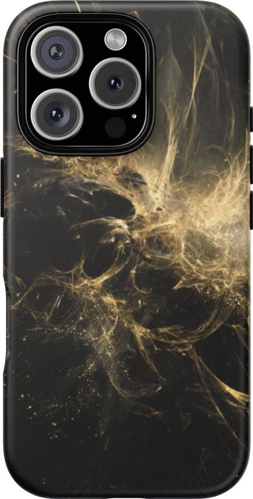 Abstrakte goldene und schwarze Wirbel – Hülle Kompatibel mit iPhone 16 Pro